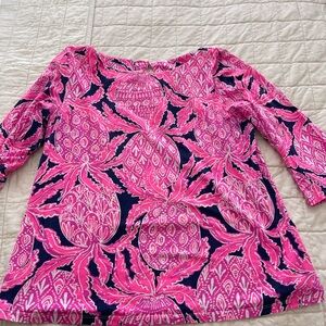 Lilly Pulitzer Pink and Blue pineapple Top size xl